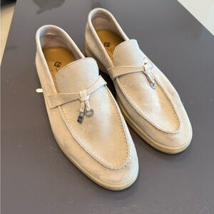 Loro Piana Summer Walk Color  Light Grey Loafers for Women